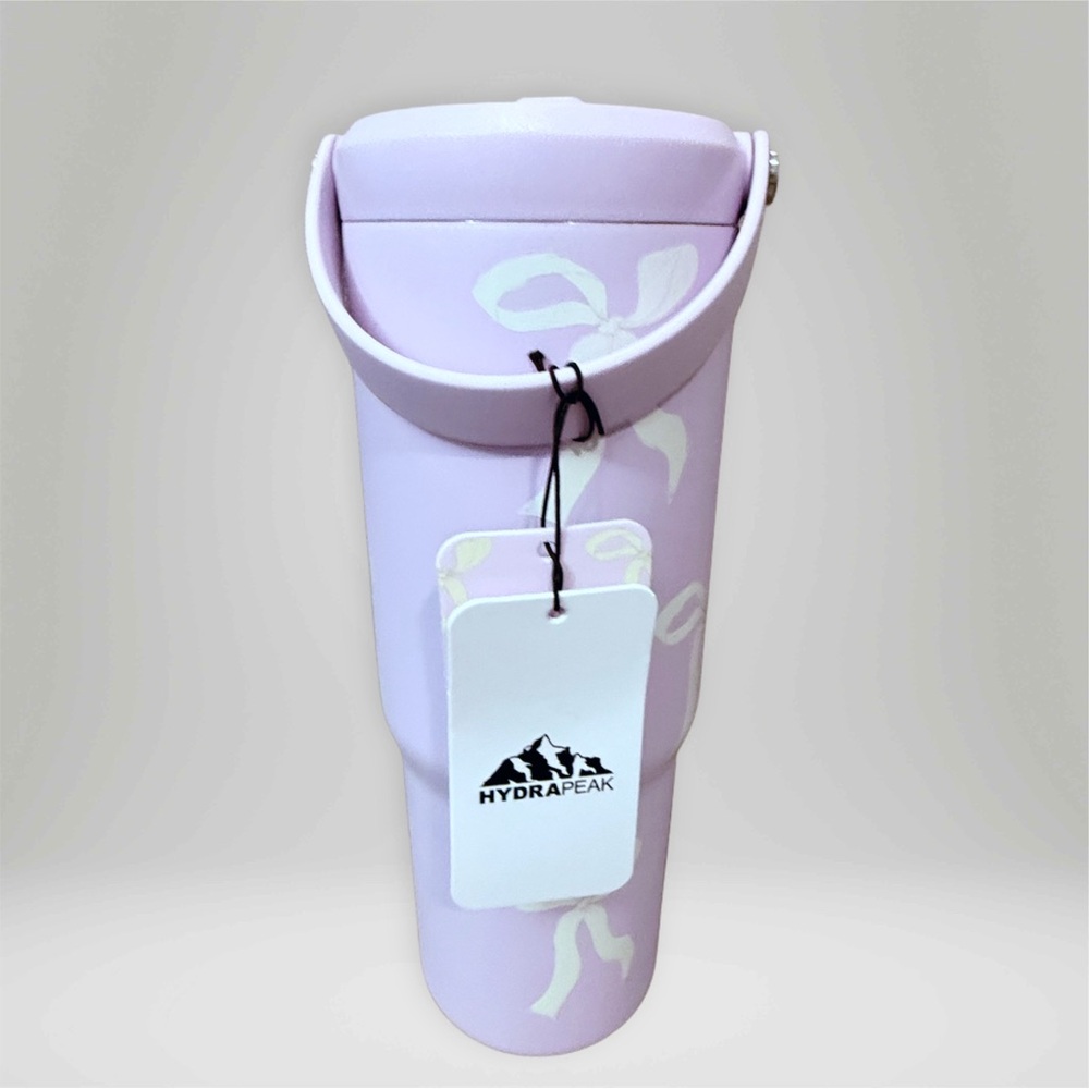 HYDRAPEAK Lilac Bow Flow 32 Oz Insulated Water Bottle Tumbler Artisan Collection